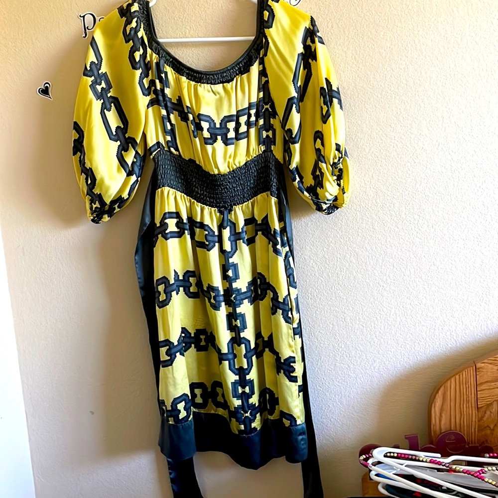 BEBE silk yellow dress